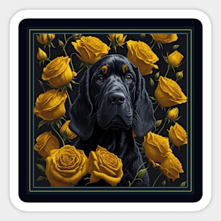 Cocker Spaniel yellow roses Sticker